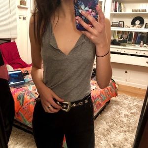 BCBGMaxAzria Grey V-Neck Blouse